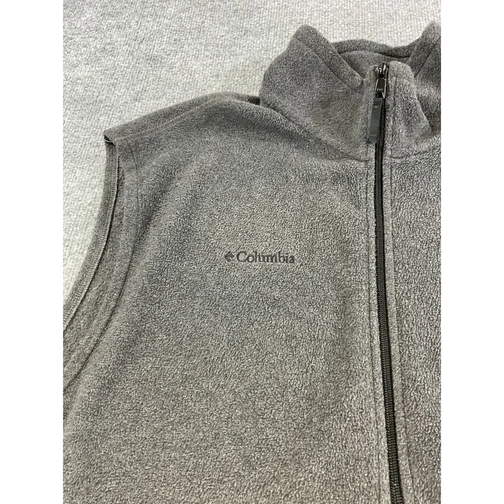 Columbia Fleece Vest Mens XXL Gray Full Zip Sleeveless Outdoor Hiking Pockets